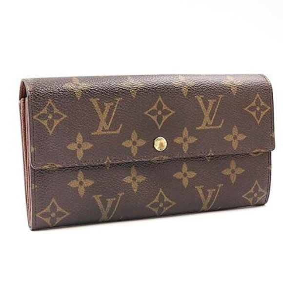 Louis Vuitton Monogram Wallet Canvas Brown Long Monnaie Pochette Porte - Picture 1 of 1